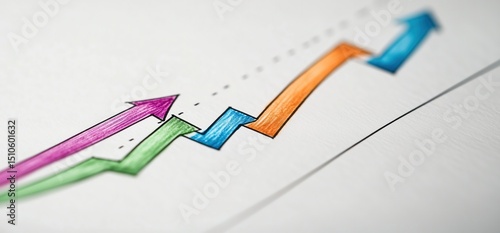 Multicolor Upward Arrows Green Purple Orange Blue, Business Growth Financial Report Marketing Visual