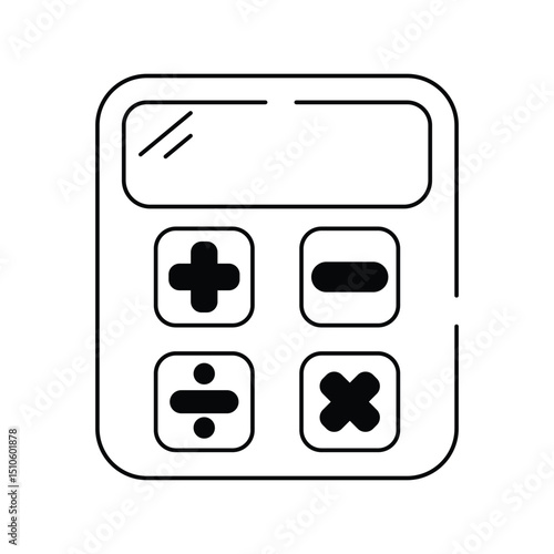 Calculator  glyph icon with white background vector stock illustration