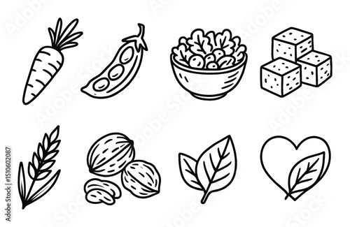Hand-drawn Vegan Icons