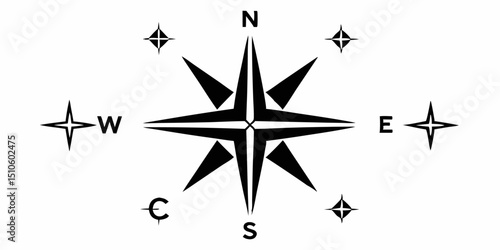 Compass direction guide logo design with twelve related icons a professional branding asset