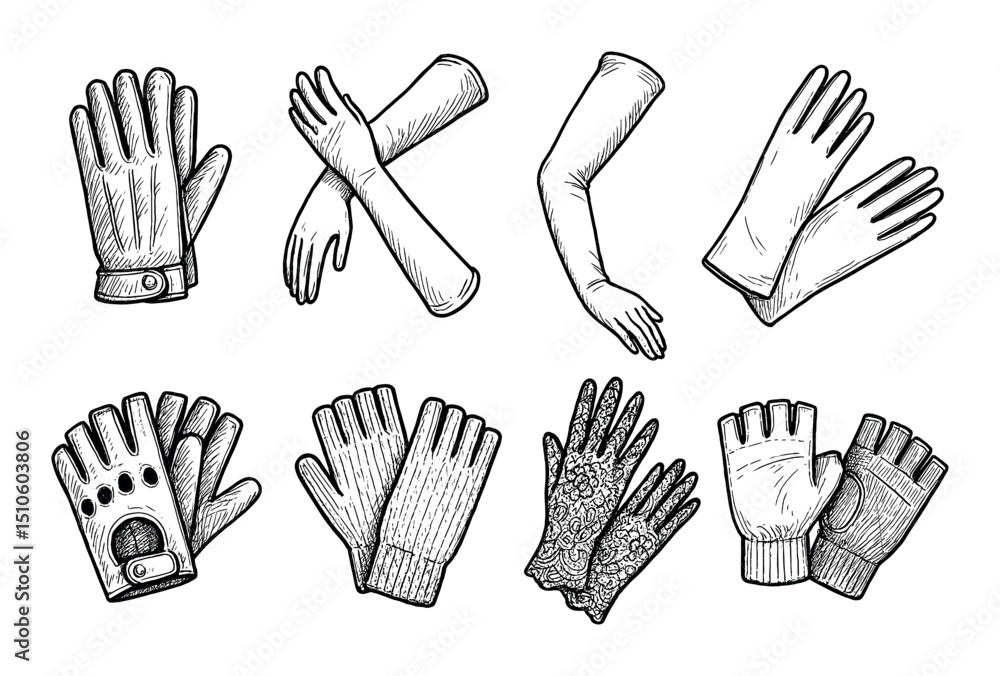 Fototapeta premium Glove Icons Sketch