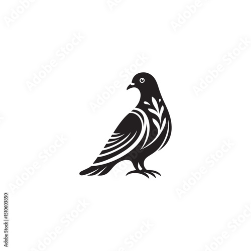 **"Elegant Nicobar Pigeon Vector Silhouette: Exotic Bird Design Featuring Long Hackles, Compact Body, and Grounded Stance in Clean, Minimalist Style for Crafts and Digital Art Projects"**
