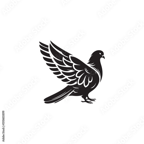 **"Elegant Nicobar Pigeon Vector Silhouette: Exotic Bird Design Featuring Long Hackles, Compact Body, and Grounded Stance in Clean, Minimalist Style for Crafts and Digital Art Projects"**
