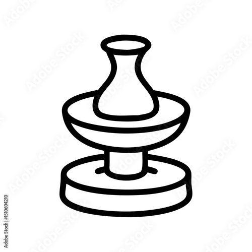 Pottery Wheel Icon Outline - Ceramic Craft Clay Tool Vector Symbol