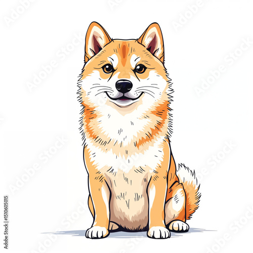 Adorable Cartoon Shiba Inu Puppy Vector Illustration