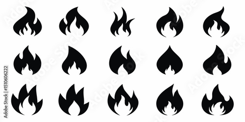 High quality fire flame icon set for design projects a single icon of vivid flames isolated on white background