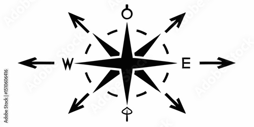 Compass direction guide logo and twelve related icons design set