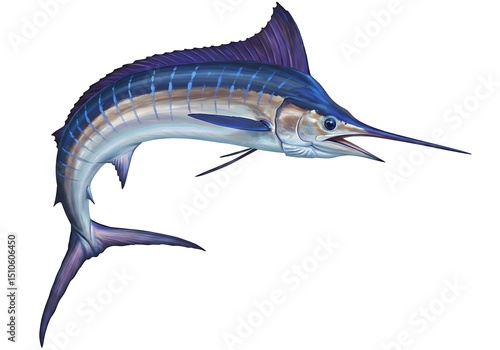 Blue marlin fish isolated on white background