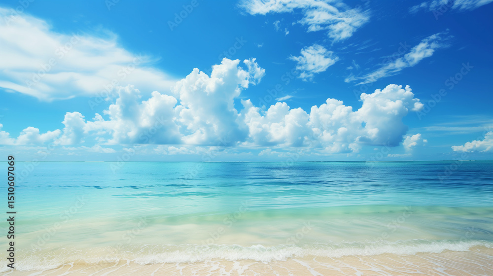 Blue sky over calm sea. Blue sea and sunny sky on horizon over calm water Blue sky over calm sea. Blue sea and sunny sky on horizon over calm water