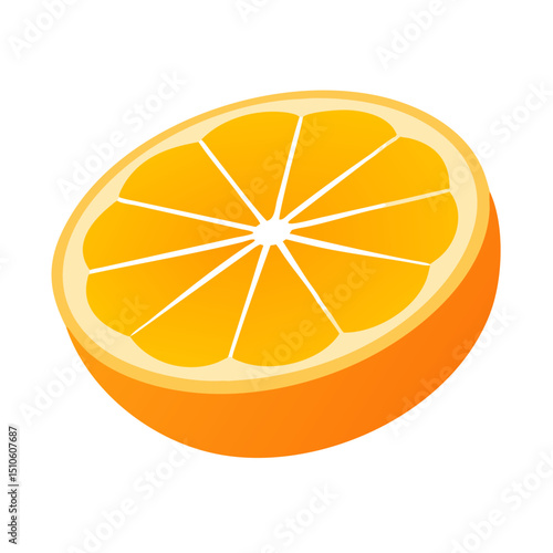 Vector illustration of a juicy orange sliced in half on white background