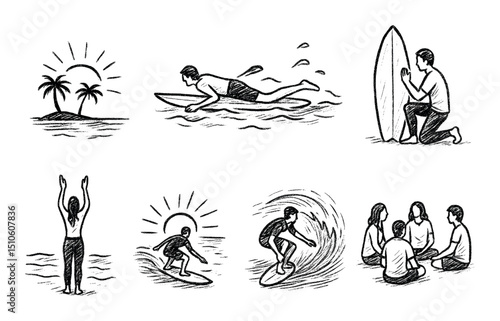 Surfing Icon Set
