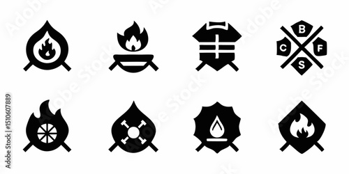 Fire department badge illustration design featuring a bold firefighter emblem for promotional use