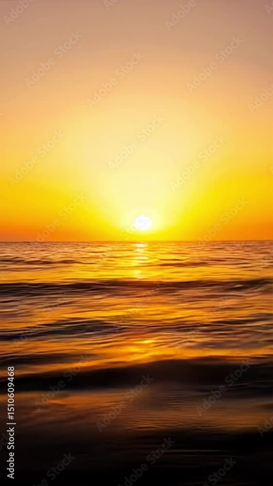 Tranquil sea glowing under golden hour sunlight, horizon glowing warmly. Tranquil sea glowing under golden hour sunlight, horizon glowing warmly.