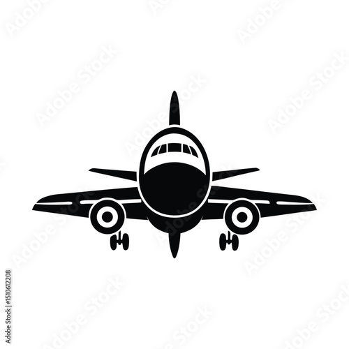 Set of plane take off flying silhouette vector illustration on white background 