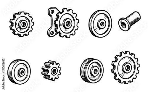 Hand-Drawn Gear Icons
