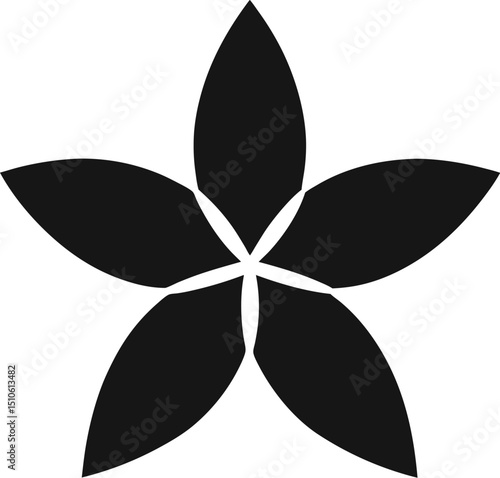 5 petals flower silhouette  vector illustration.
