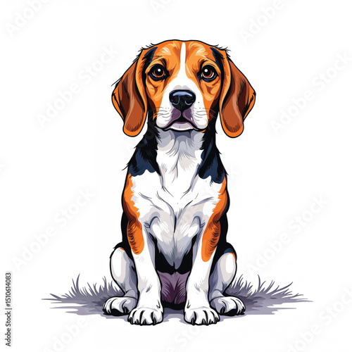 Adorable Cartoon Beagle Puppy Vector Illustration