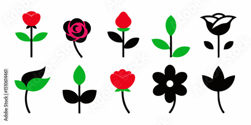 Elegant floral design featuring red and pink rose buds with lush green leaves