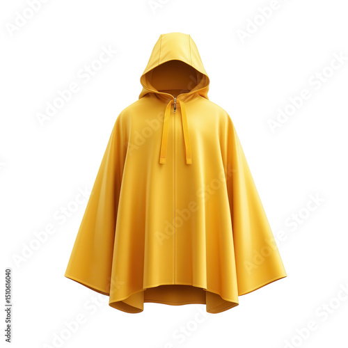 Принти на полотні Yellow hooded rain poncho cape isolated on Transparent Background