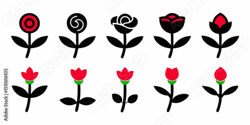 Elegant floral design featuring red and pink rose buds with lush green leaves