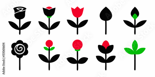 Elegant floral design featuring roses red buds pink buds and lush green leaves