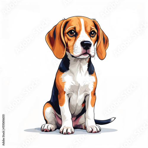 Adorable Cartoon Beagle Puppy Vector Illustration