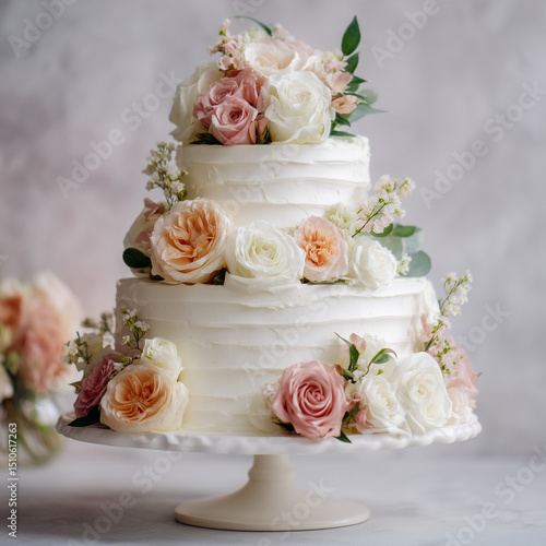 wedding cake with flowers