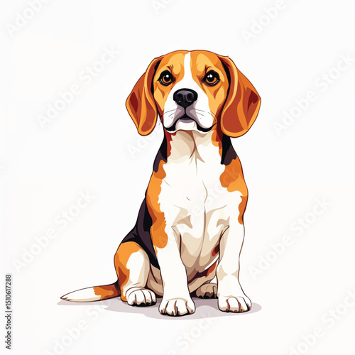 Adorable Cartoon Beagle Puppy Vector Illustration