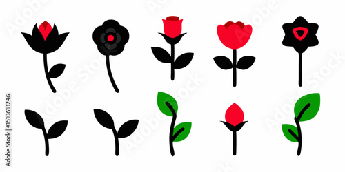 Elegant floral design featuring red and pink rose buds with lush green leaves