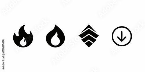 Four elements icon logo design featuring line style symbols for branding and identity