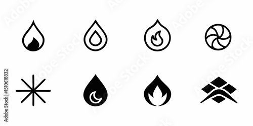 Four element line art icon logo design featuring classic symbolism