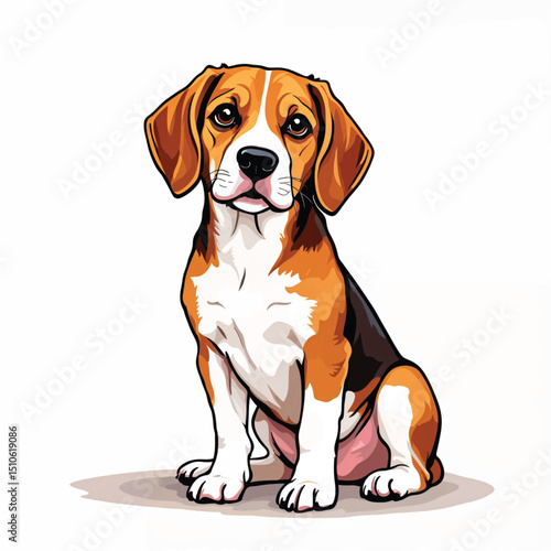 Adorable Cartoon Beagle Puppy Vector Illustration