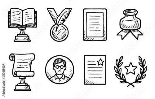 Hand-Drawn Literary Icons