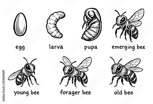 Bee Lifecycle Icons