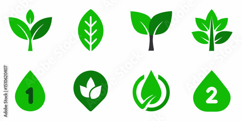 Green leaf ecology icon environment and nature symbol for sustainable design projects