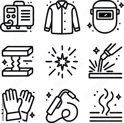 vector set of household appliances icons, VECTOR SET OUTLINE HEAVY WORK