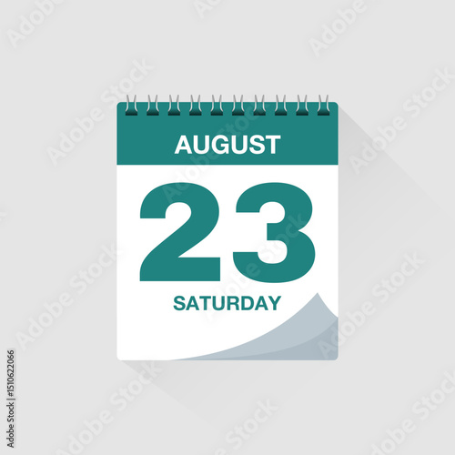 Day calendar with date August 23. Calendar icon vector. Event calendar reminder, business meeting schedule organiser, deadline template, appointment date symbol, page calendar agenda planner sign.