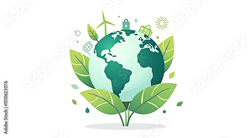 Green Earth A Clean Modern Vector Illustration of Sustainable Living