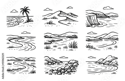 Coastal Sketch Icons