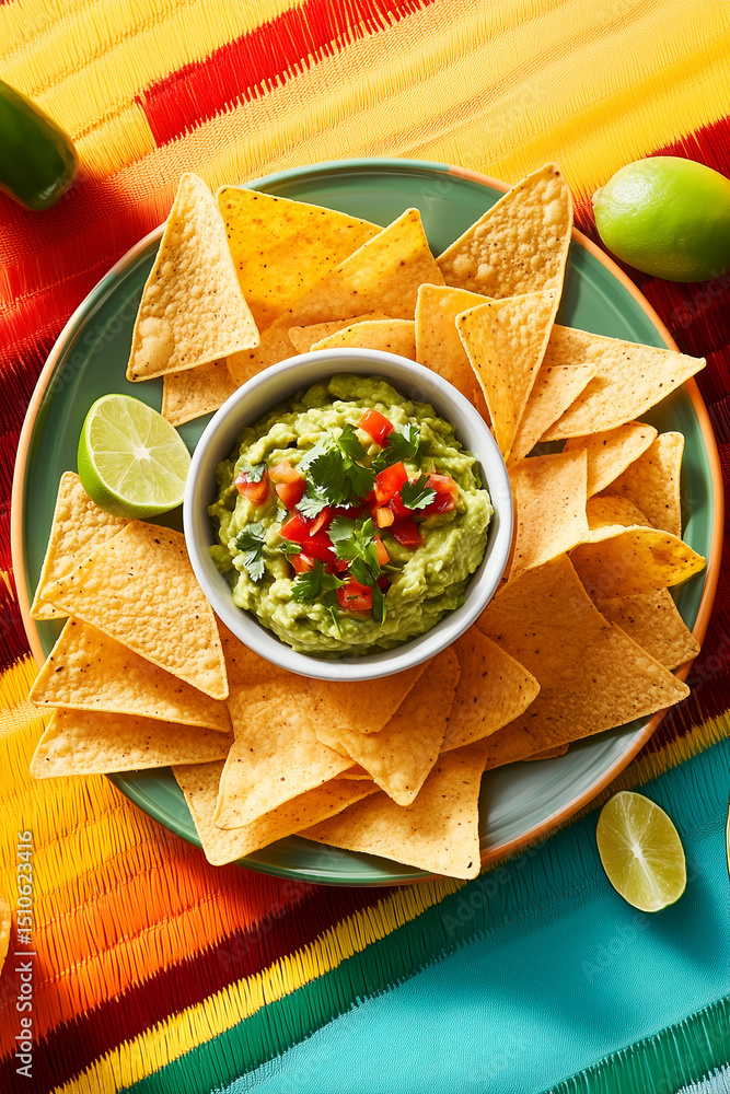 tasty guacamole with tortilla chips and peppers tasty guacamole with tortilla chips and peppers