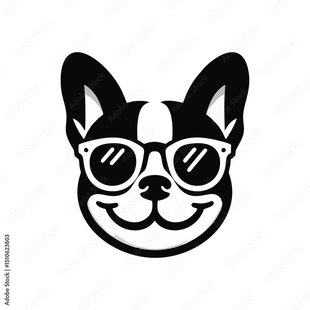 French Bulldog dog logo vector black white illustration French Bulldog dog logo vector black white illustration