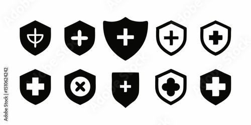 Medical immune system icon logo design template for healthcare branding