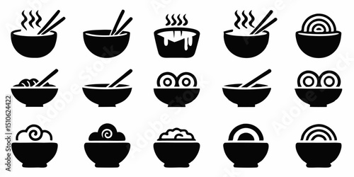 Japanese ramen noodle soup icon design element for culinary branding