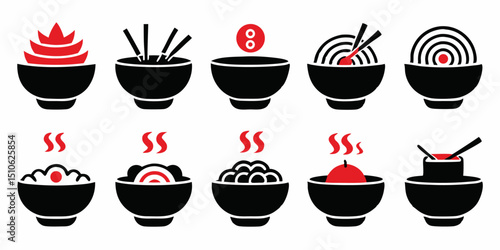 Single ramen bowl icon design japanese food soup illustration for culinary branding