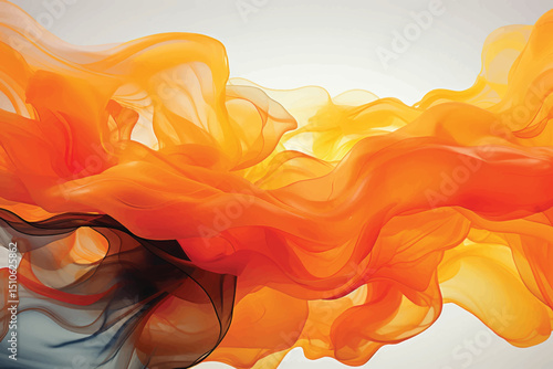 An abstract image showing the swirling blend of orange and blue paint creating a dynamic and vibrant visual effect.