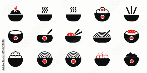 Single ramen bowl icon design for japanese cuisine branding and menu applications