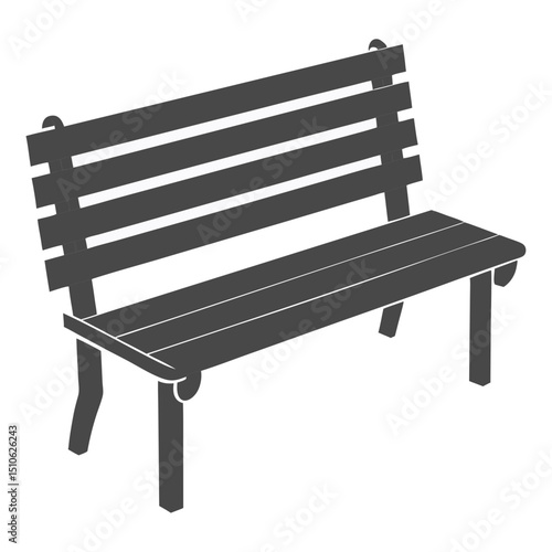 Simple black Silhouette wooden park bench illustration