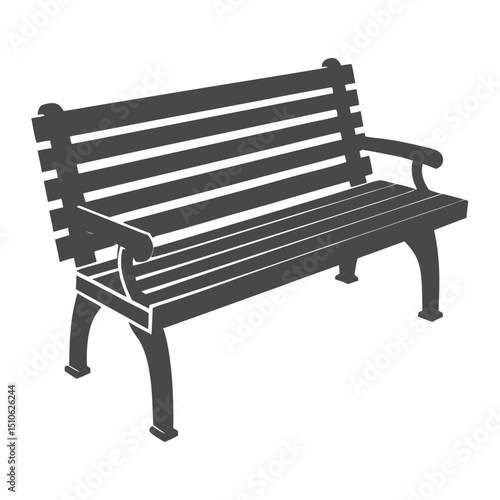 Simple black Silhouette wooden park bench illustration