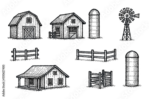 Farm Sketch Icon Set