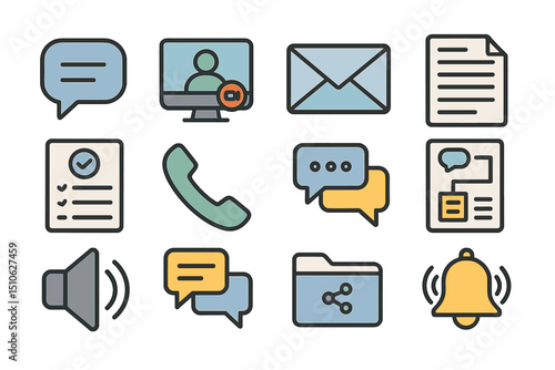 Communication and notification icons for digital interfaces